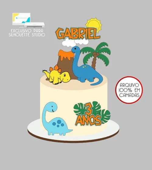 434 - Arquivo Topo de Bolo Dinossauro