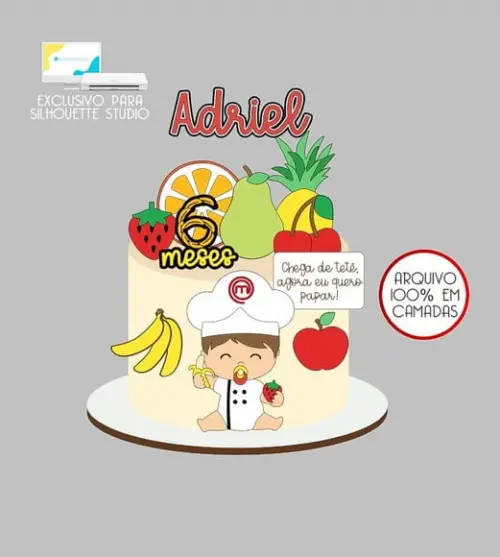 432 - Arquivo Topo de Bolo Frutinhas Masterchef