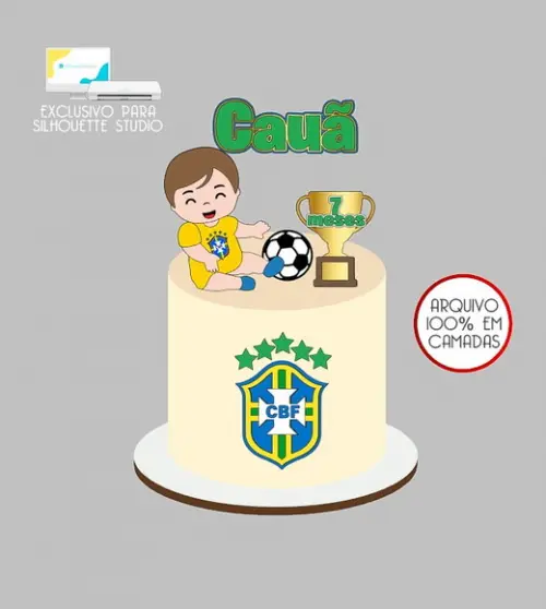 443 - Arquivo Topo de Bolo Copa do Mundo Brasil Menino