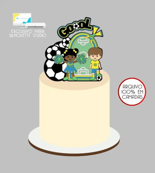451 - Arquivo Topo de Bolo Copa do Mundo Menino e Menina