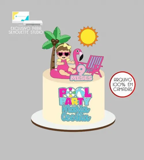 460 - Arquivo Topo de Bolo Praia Verão Menina