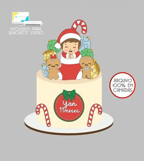 479 - Arquivo Topo de Bolo Natal Menino