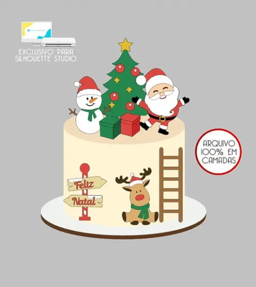 478 - Arquivo Topo de Bolo Natal Papai Noel