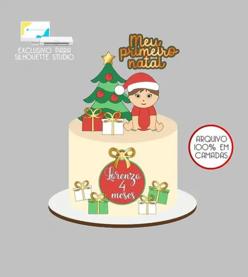 489 - Arquivo Topo de Bolo Natal Menino
