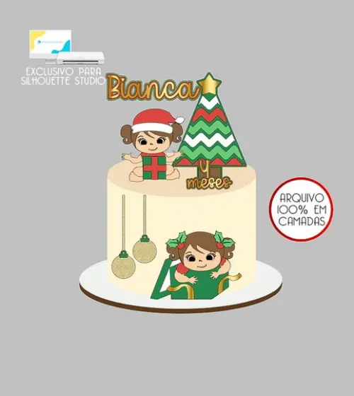 486 - Arquivo Topo de Bolo Natal Menina
