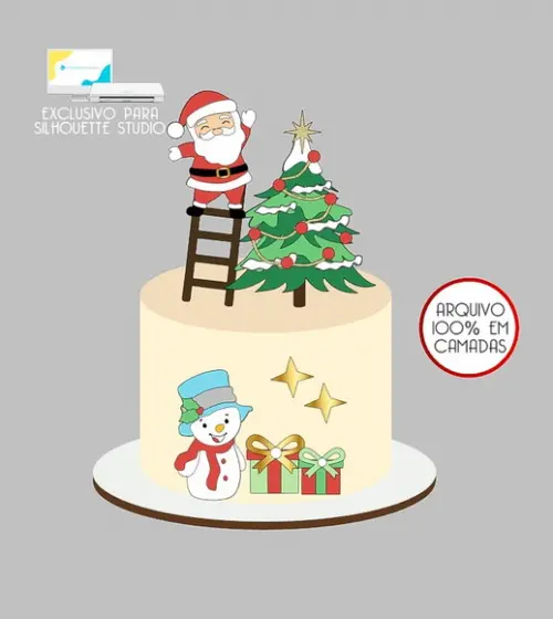 497 - Arquivo Topo de Bolo Natal Papai Noel