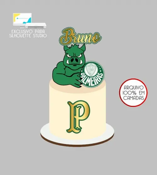 502 - Arquivo Topo de Bolo Time Palmeiras Mascote