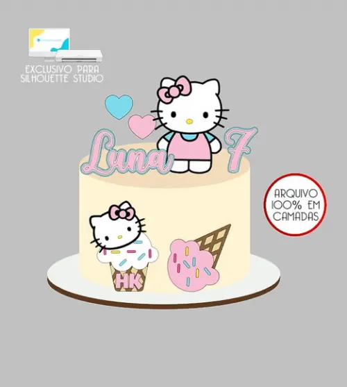 501 - Arquivo Topo de Bolo Hello Kitty