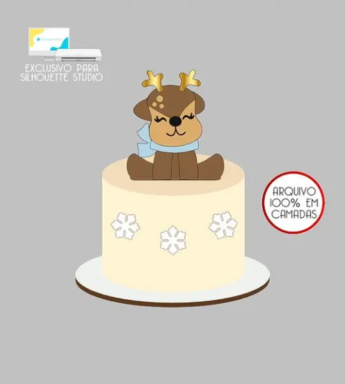 546 - Arquivo Topo de Bolo Natal Rena