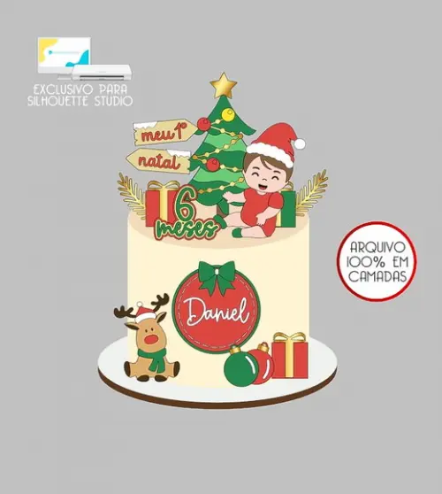 551 - Arquivo Topo de Bolo Natal Menino