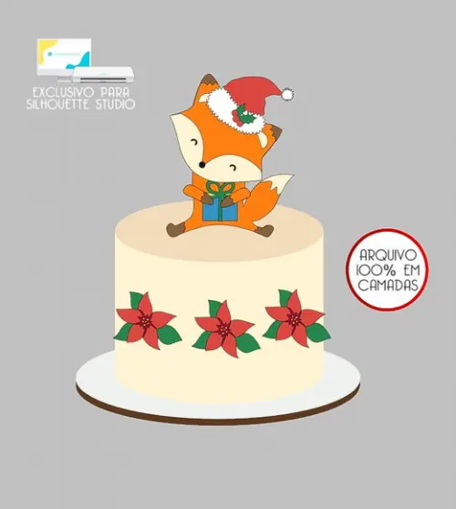556 - Arquivo Topo de Bolo Natal Raposa Raposinha