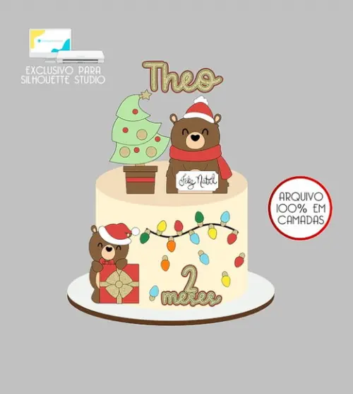 574 - Arquivo Topo de Bolo Natal Ursinhos