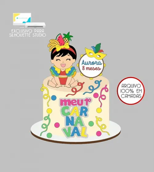 57 - Arquivo Topo de Bolo Carnaval Menina