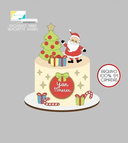 572 - Arquivo Topo de Bolo Natal Papai Noel