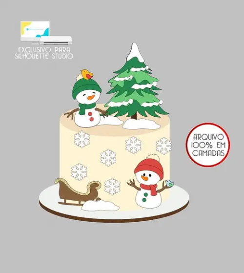 568 - Arquivo Topo de Bolo Natal Boneco de Neve