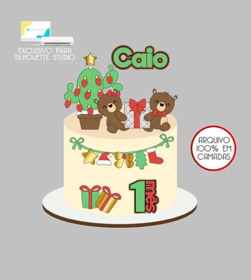 576 - Arquivo Topo de Bolo Natal Ursinhos