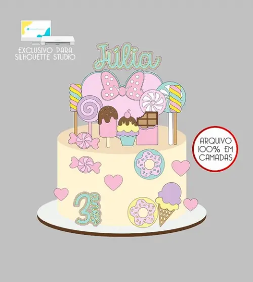 584 - Arquivo Topo de Bolo Doces Confeitaria