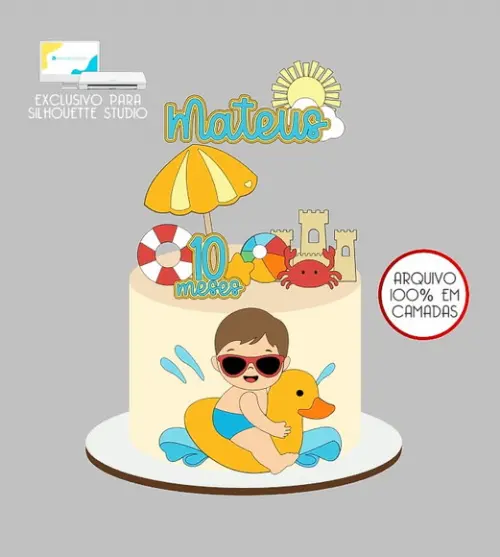 588 - Arquivo Topo de Bolo Praia Verão Menino