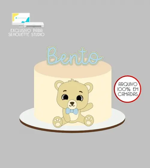 600 - Arquivo Topo de Bolo Ursinho Chá de Bebê
