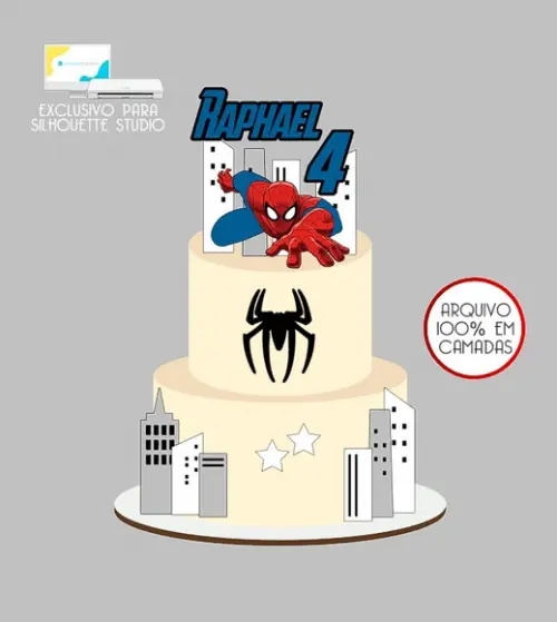 628 - Arquivo Topo de Bolo Homem Aranha
