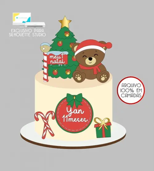 632 - Arquivo Topo de Bolo Natal Ursinho