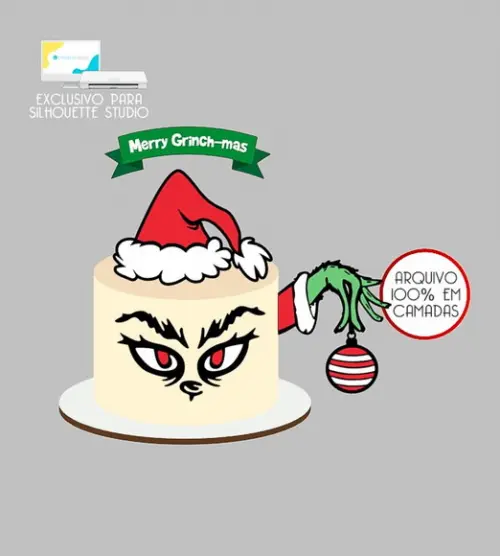639 - Arquivo Topo de Bolo Natal o Grinch