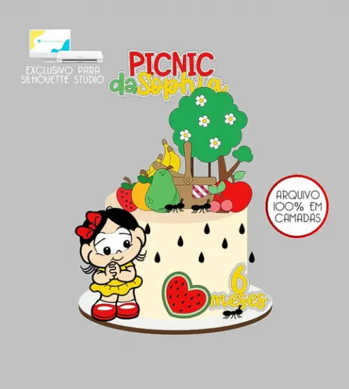 648 - Arquivo Topo de Bolo Picnic Magali