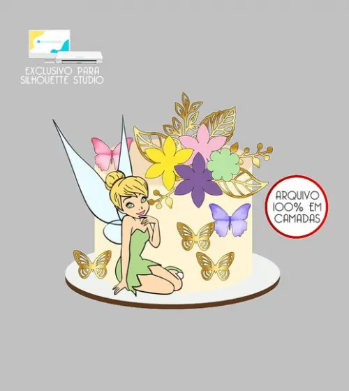 642 - Arquivo Topo de Bolo Tinker Bell Sininho