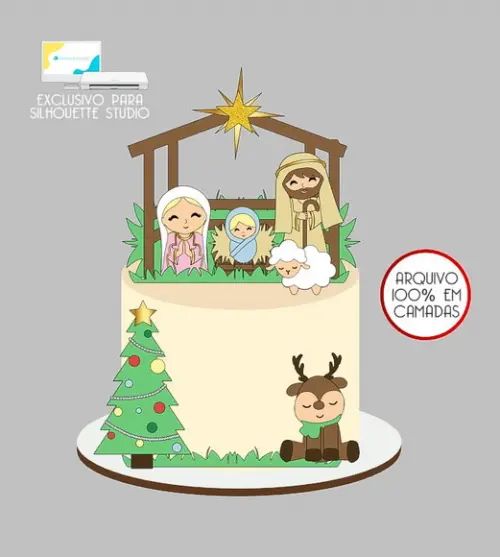 654 - Arquivo Topo de Bolo Presépio Menino Jesus