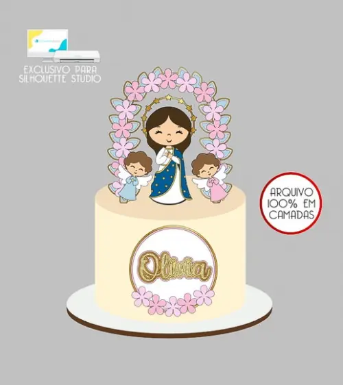 653 - Arquivo Topo de Bolo Batizado Imaculada Conceição
