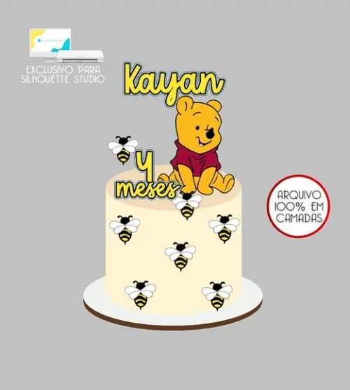 673 - Arquivo Topo de Bolo Ursinho Pooh