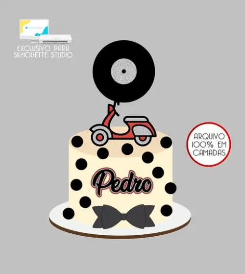 672 - Arquivo Topo de Bolo Scooter Discoteca Anos 80