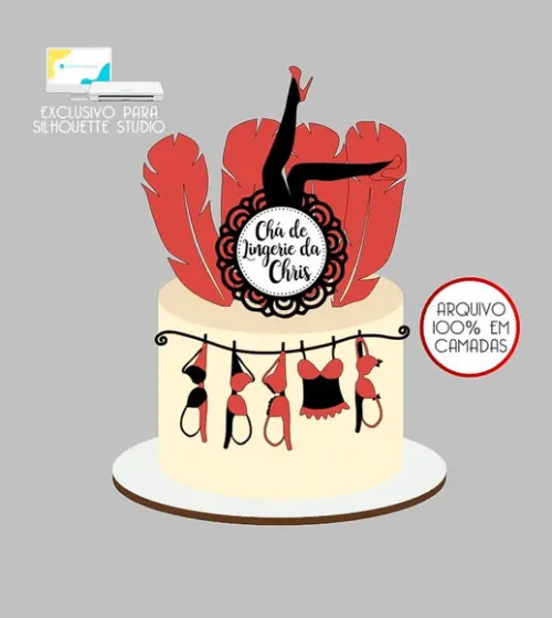 694 - Arquivo Topo de Bolo Chá de Lingerie