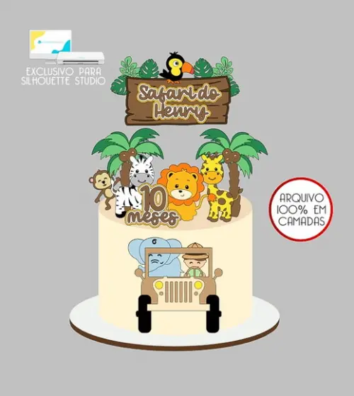 693 - Arquivo Topo de Bolo Safari