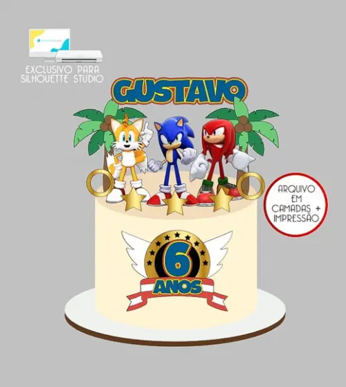 709 - Arquivo Topo de Bolo Sonic