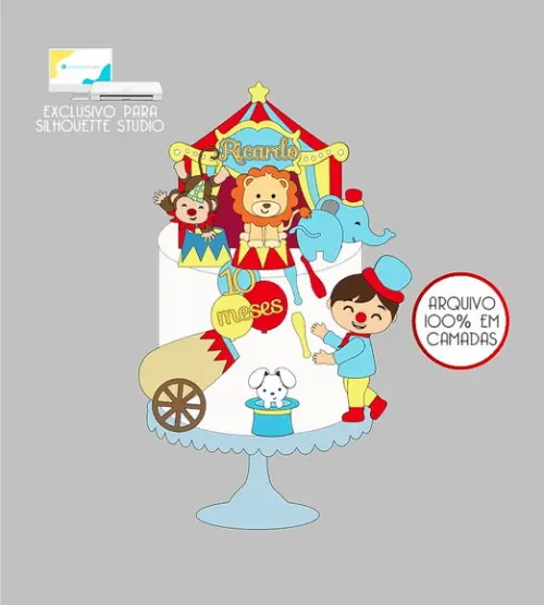 71 - Arquivo Topo de Bolo Circo Menino