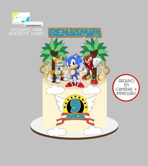 710 - Arquivo Topo de Bolo Sonic