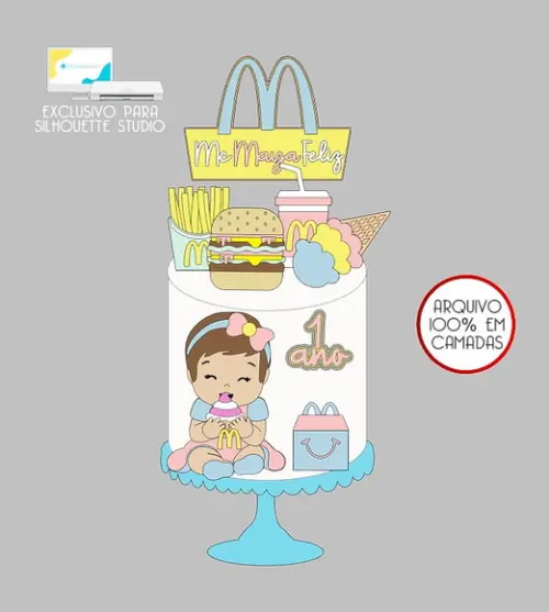 72 - Arquivo Topo de Bolo Mc Donalds Menina