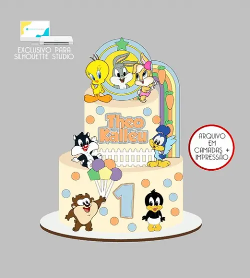743 - Arquivo Topo de Bolo Looney Tunes