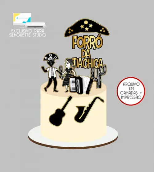 738 - Arquivo Topo de Bolo Forró Xilogravura