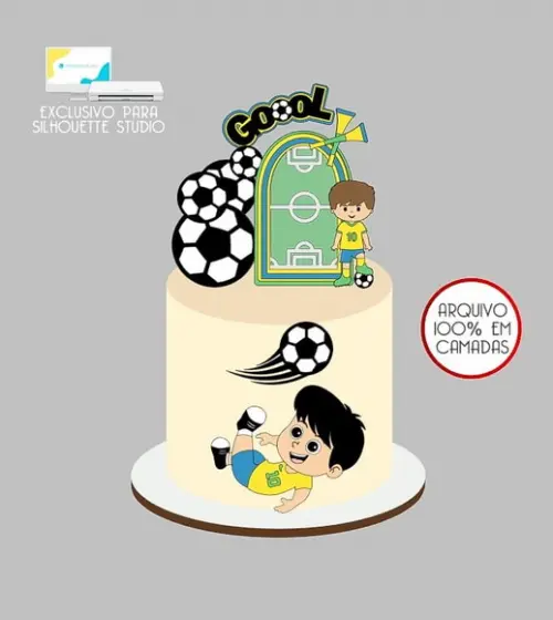 747 - Arquivo Topo de Bolo Copa do Mundo Brasil Menino