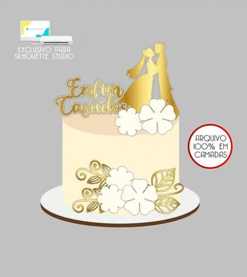 759 - Arquivo Topo de Bolo Casamento Bodas Casal