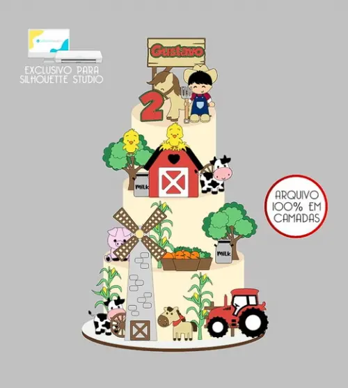 784 - Arquivo Topo de Bolo Fazendinha