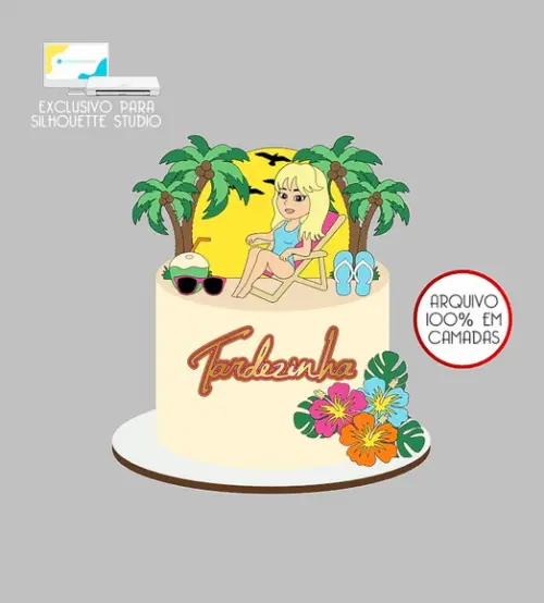 783 - Arquivo Topo de Bolo Praia Tardezinha Mulher