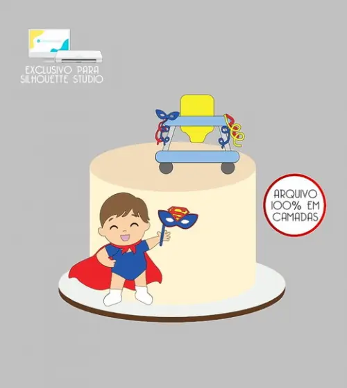 802 - Arquivo Topo de Bolo Carnaval Superman Baby