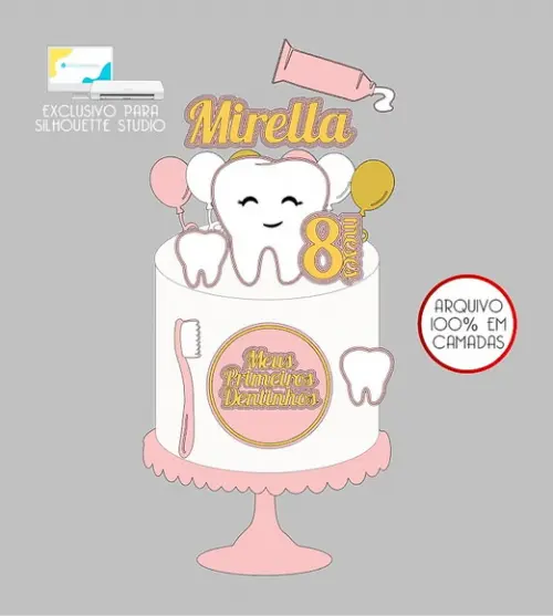 80 - Arquivo Topo de Bolo Dentinho Menina