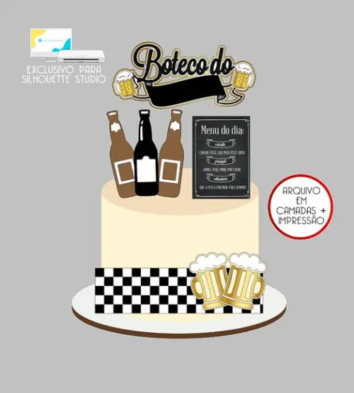 811 - Arquivo Topo de Bolo Boteco Cerveja Chope