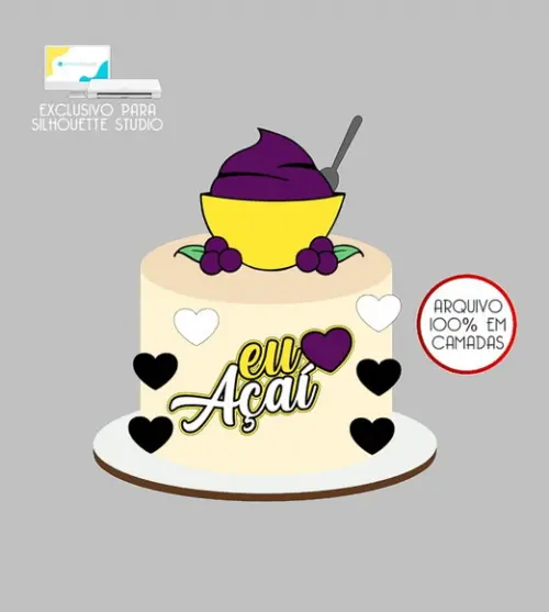 819 - Arquivo Topo de Bolo Açaí