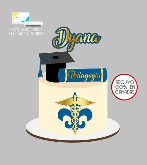 833 - Arquivo Topo de Bolo Formatura Pedagogia