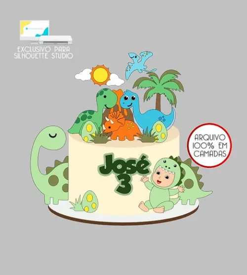 852 - Arquivo Topo de Bolo Dinossauro